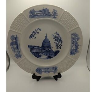 Wedgwood Capitol Washington DC Blue White Embosssed Plate Vintage READ